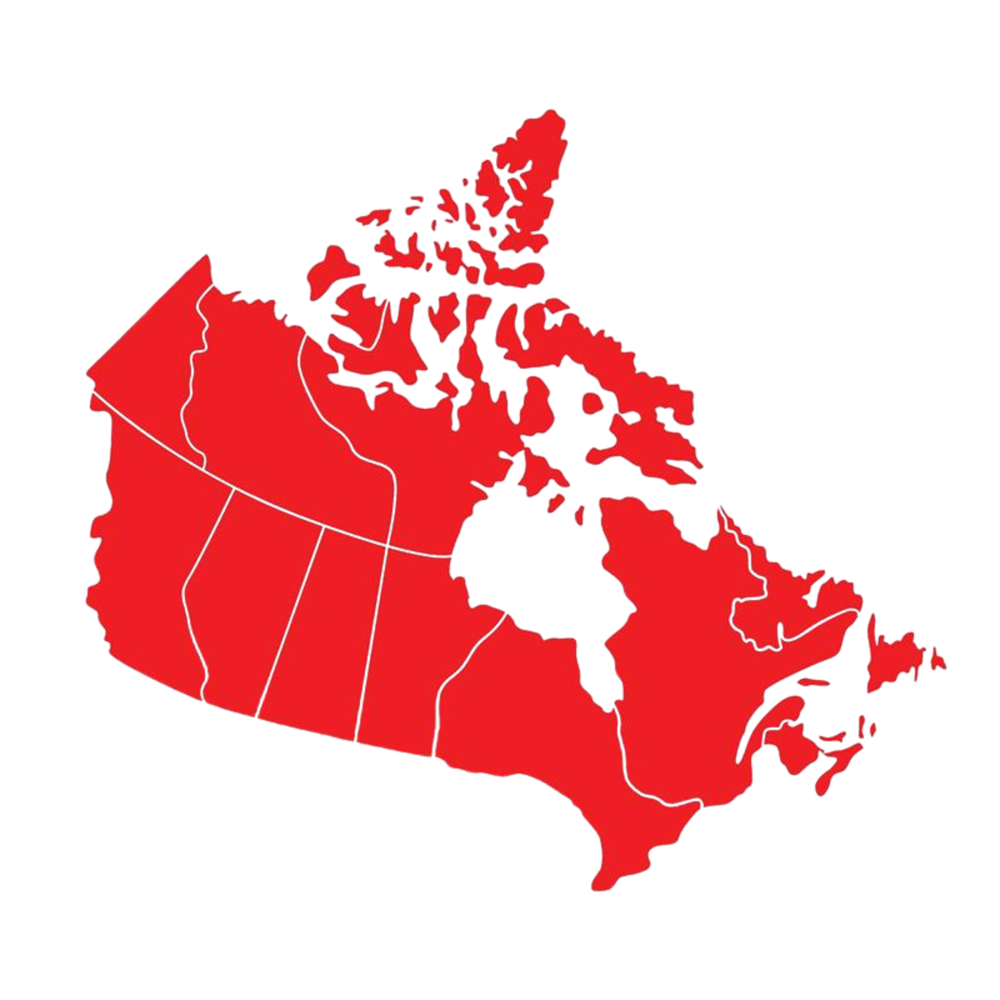 Red map of Canada