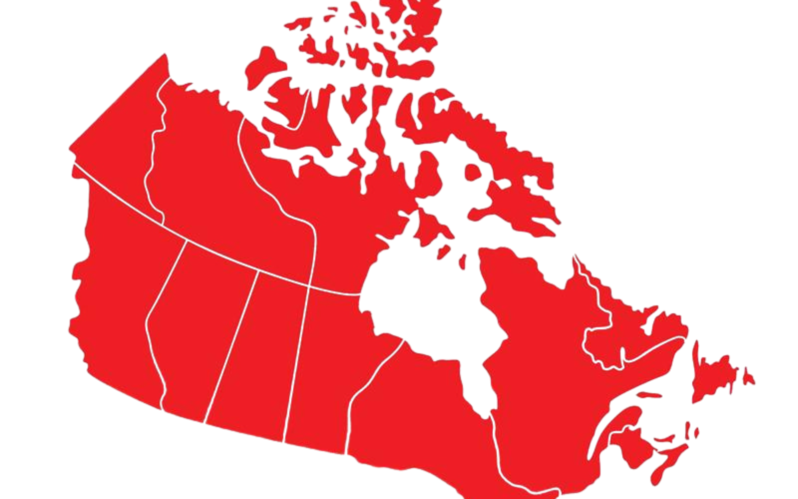 Red map of Canada