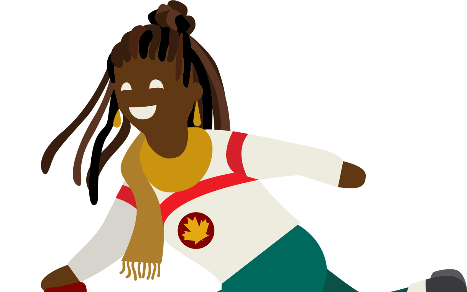 Illustration of a person curling. 