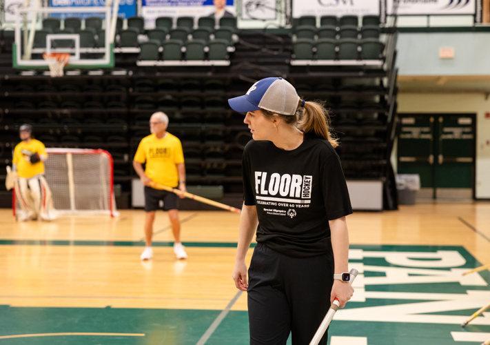 Special Olympics PEI, Floor Hockey Celebration, Coach Playing Floor Hockey