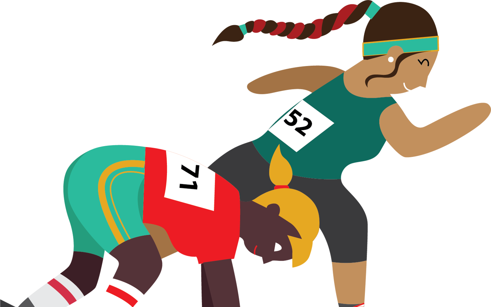 Illustration of a two people at the starting line of a track race 