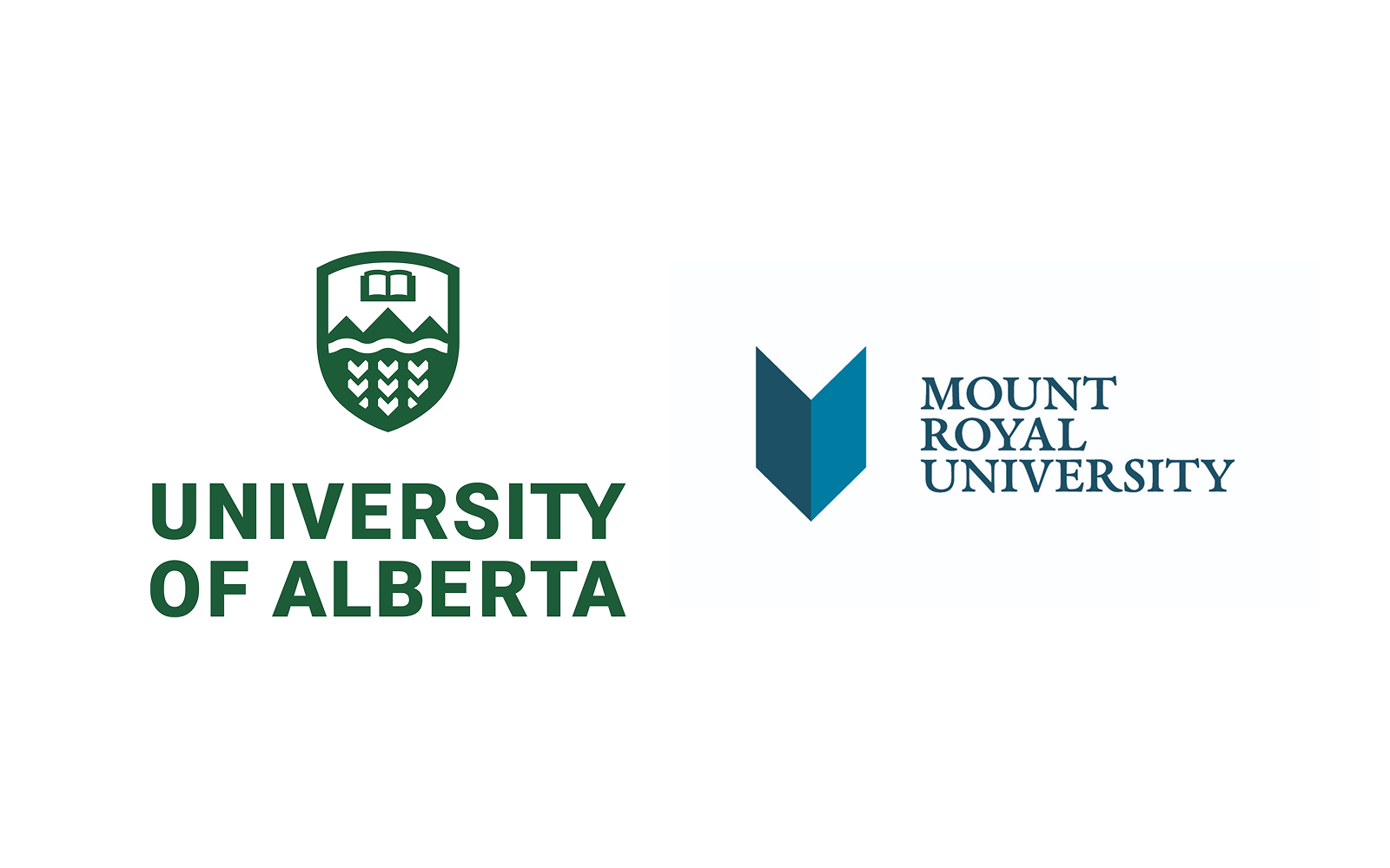 University of Alberta logo on the left and Mount Royal University logo on the right, against a white background.